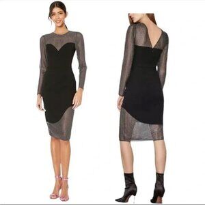 BCBGMaxAzria Black Sheer Mesh Midi Dress